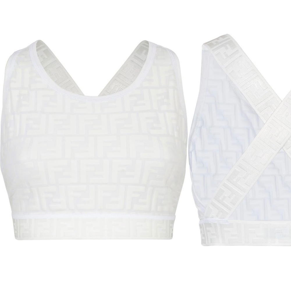 Fendi White Logo Crop Top